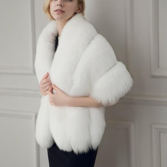 Luxury Party Faux Fox Fur Long Shawl